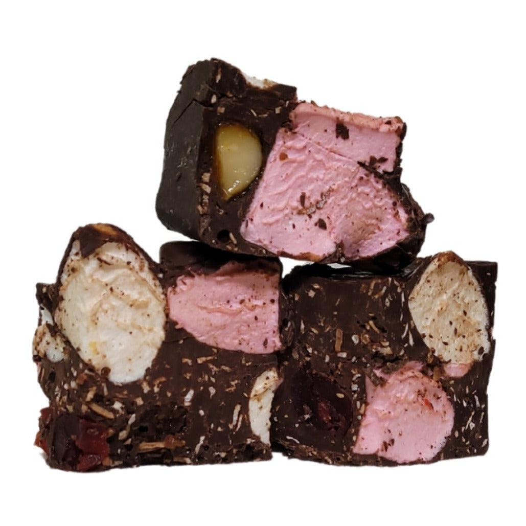 Rocky Road Macadamia and Cherry Dark chocolate 125g