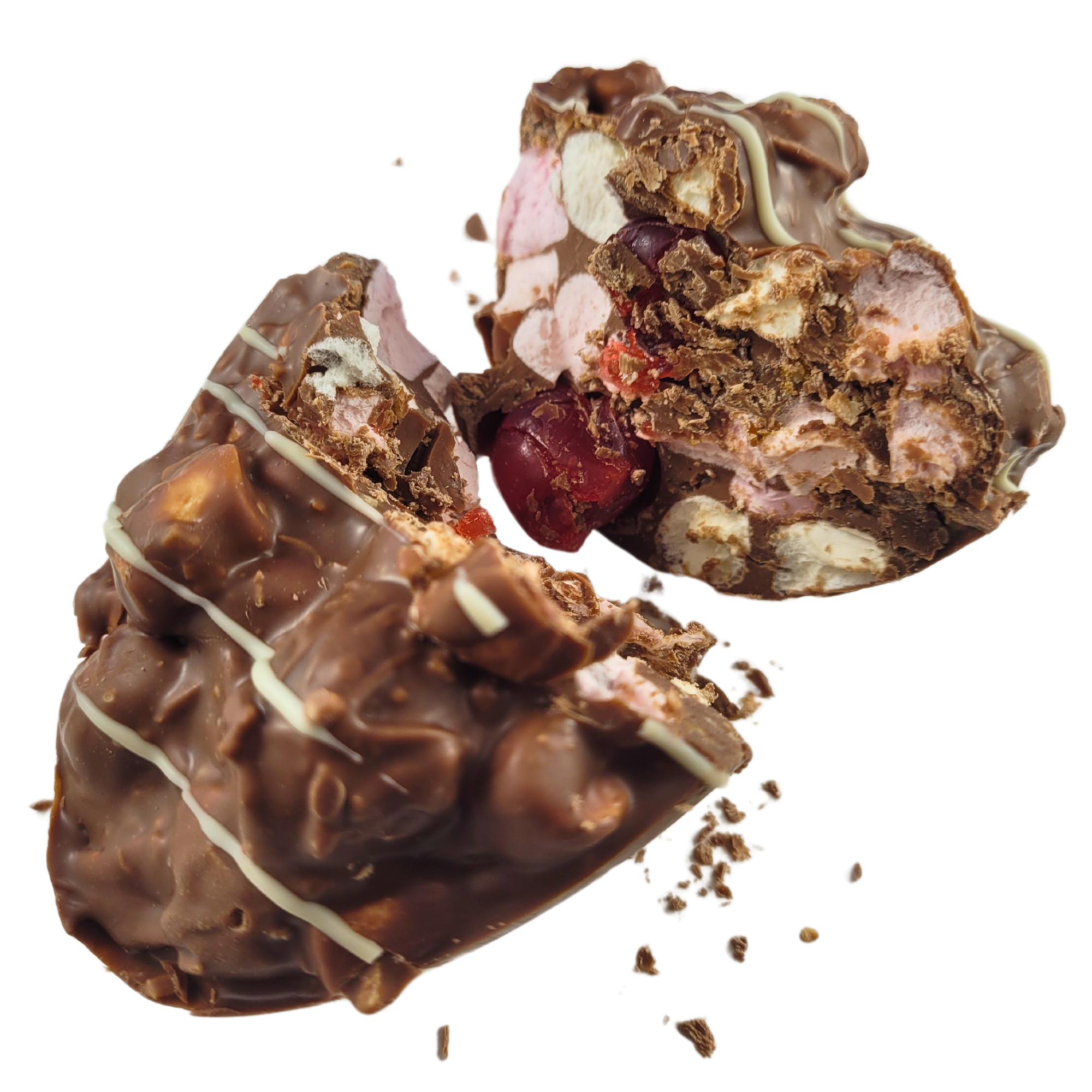 Rocky Road Easter Egg Milk Chocolate Macadamia Cherry