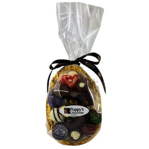 Dark Chocolate Easter Egg Half with 12 Gourmet Chocolates