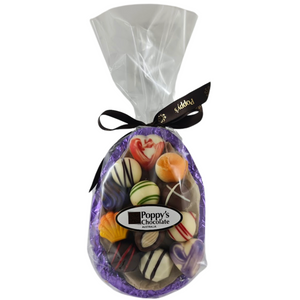 White Chocolate Easter Egg Half with 12 Gourmet Chocolates