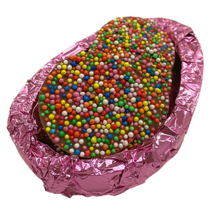 Milk Chocolate Half Easter Egg Filled with Sprinkles - PINK Foil