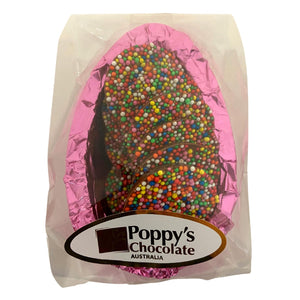 Milk Chocolate Half Easter Egg Filled with Sprinkles - PINK Foil